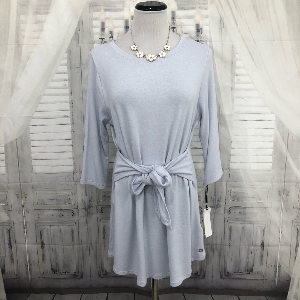 Calvin Klein Performance Large Stretch Blue Sweater Shirt Ties 3/4 Sleeve NWT